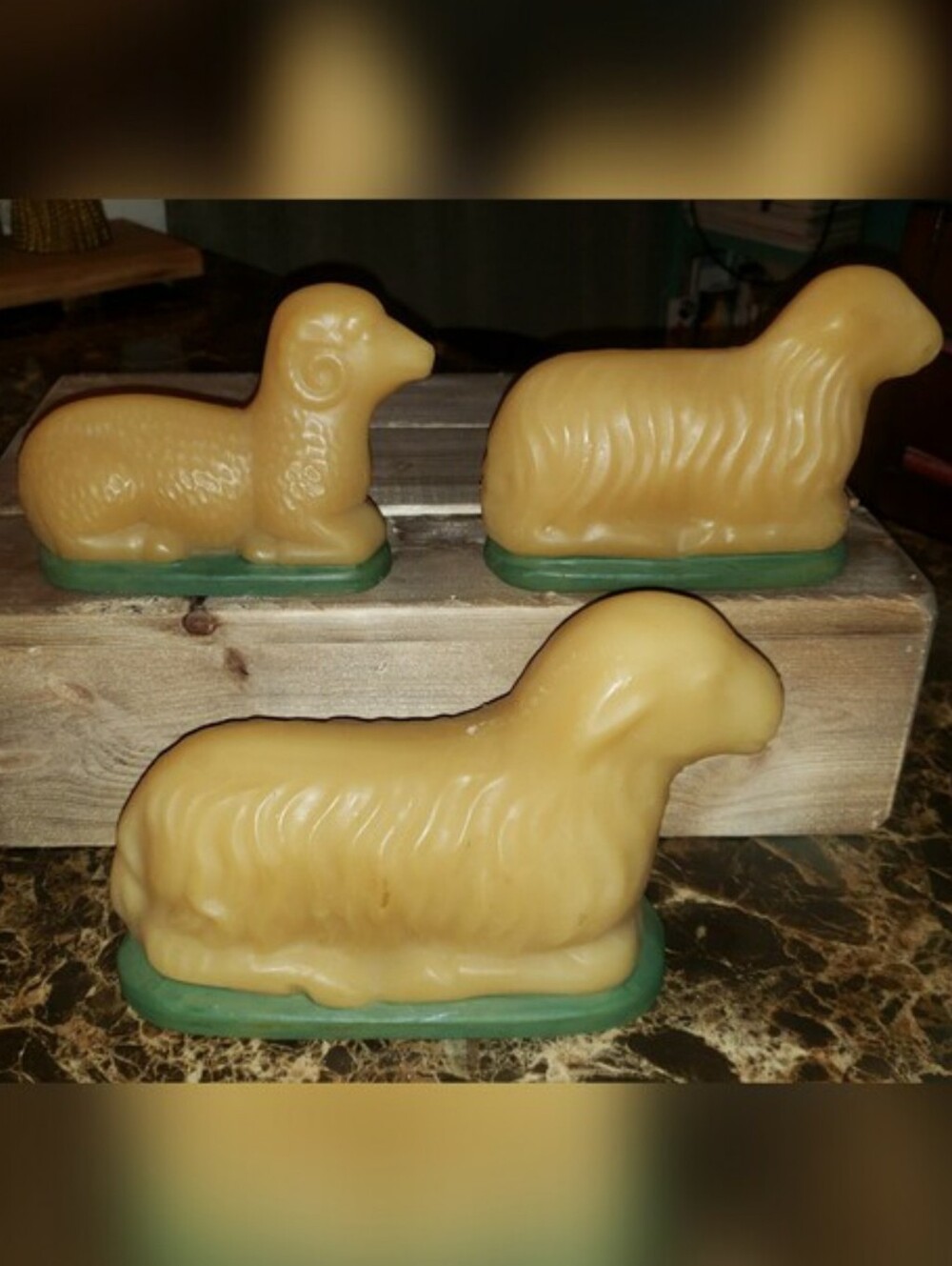 Set Of Three (3) Rare Vintage Wax Carved Animals